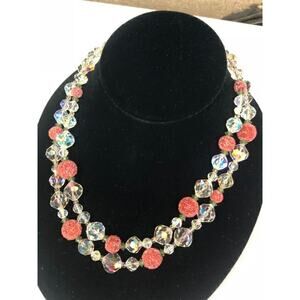 Vintage Vendome Raspberry Bead AB Crystal Choker Necklace